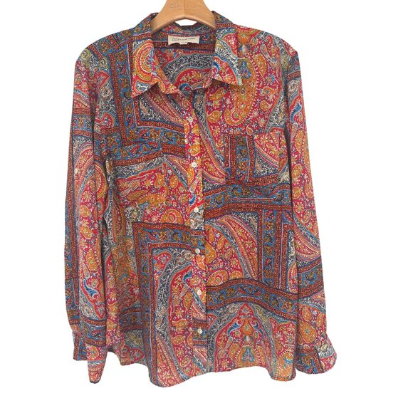 Jones New York Sport size  XL Womens Paisley Button-Up Shirt  Long Sleeve Boho - Picture 1 of 5
